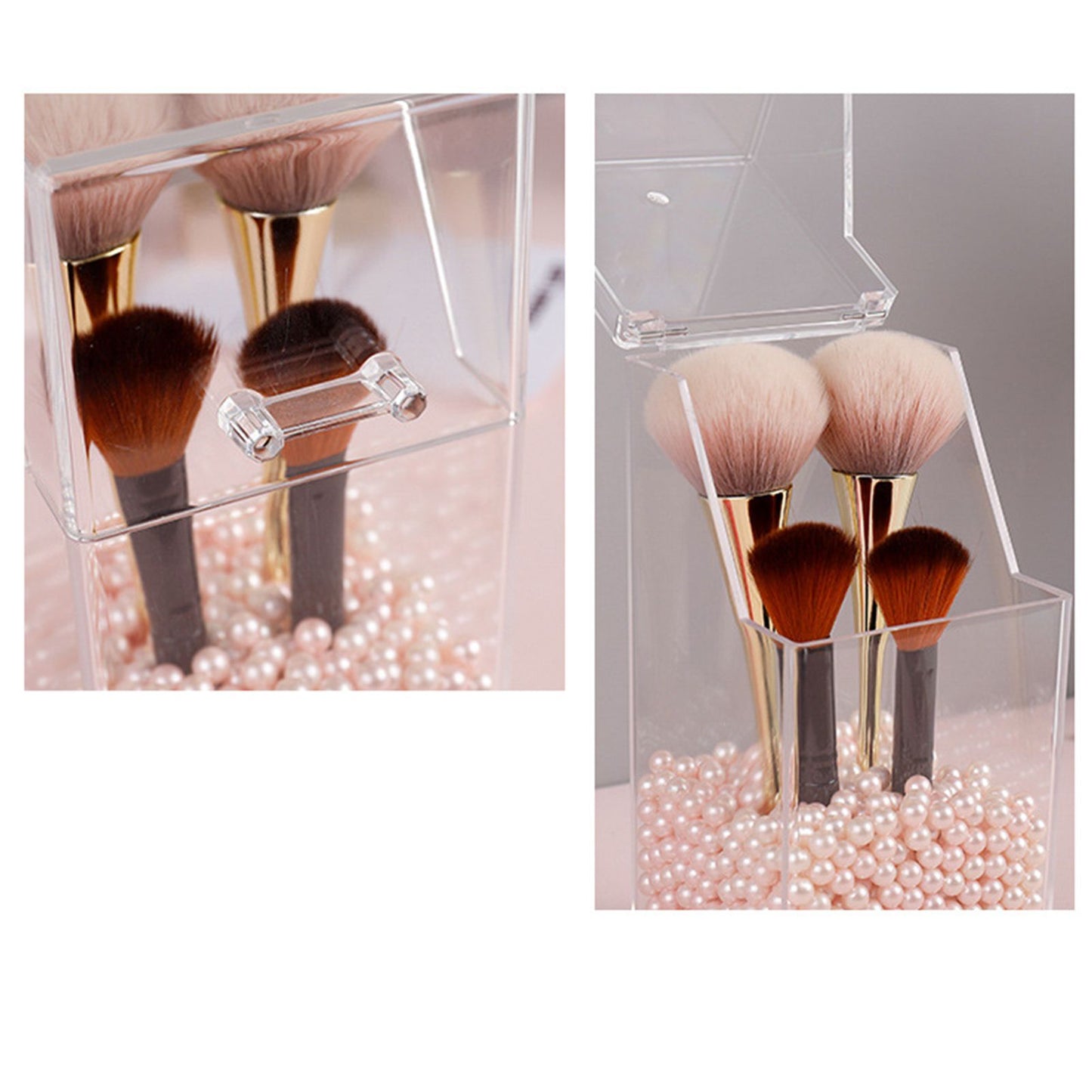 Makeup Brush Holders Multipurpose Acrylic Makeup Storage Box for Bathroom Vanity Countertop Quadrate