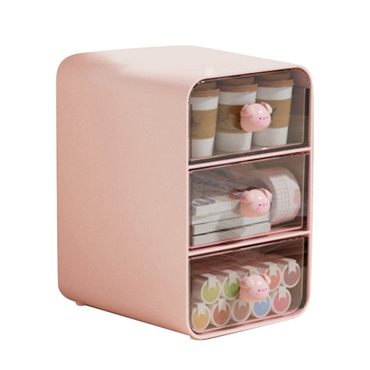 Pink Piggy Makeup Organiser with Drawer