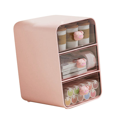 Pink Piggy Makeup Organiser with Drawer