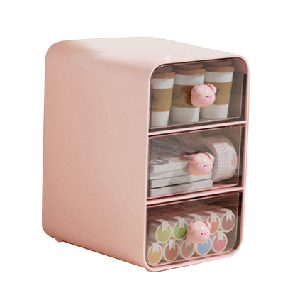 Pink Piggy Makeup Organiser with Drawer