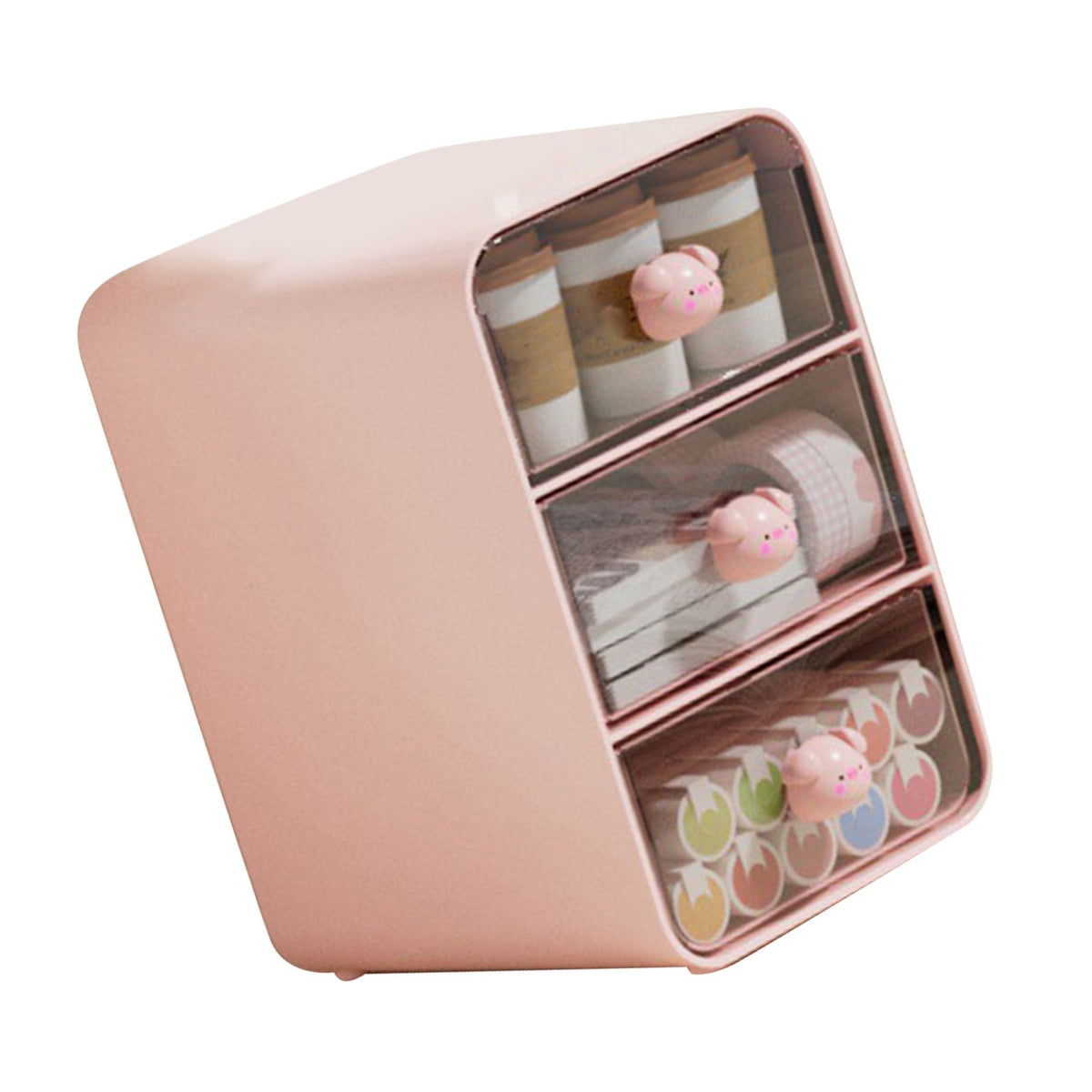 Pink Piggy Makeup Organiser with Drawer