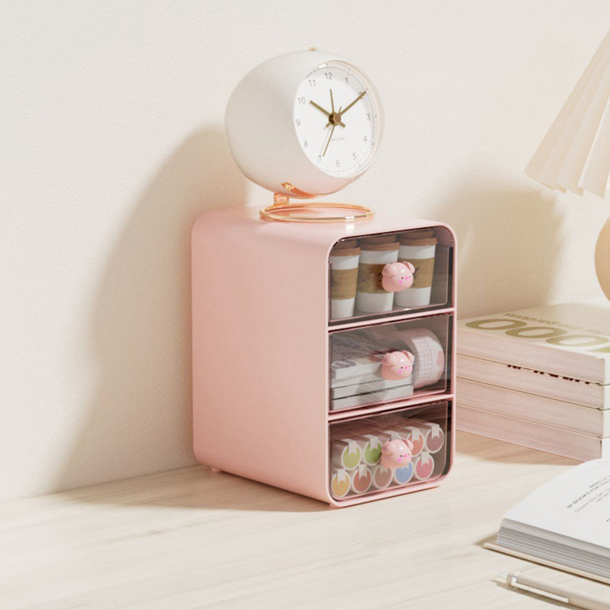 Pink Piggy Makeup Organiser with Drawer