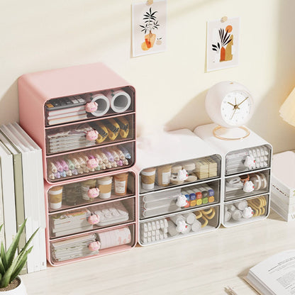 Pink Piggy Makeup Organiser with Drawer