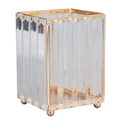 Makeup Brush Holder – Elegant Stainless Steel & High Borosilicate Glass Organiser