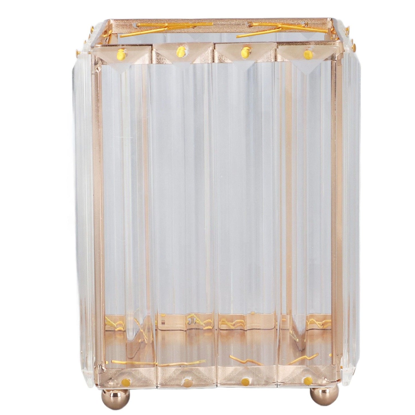 Makeup Brush Holder – Elegant Stainless Steel & High Borosilicate Glass Organiser