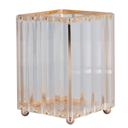 Makeup Brush Holder – Elegant Stainless Steel & High Borosilicate Glass Organiser