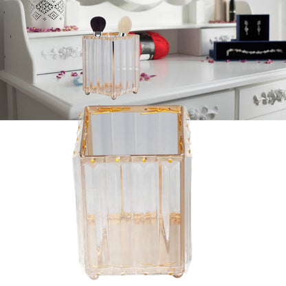 Makeup Brush Holder – Elegant Stainless Steel & High Borosilicate Glass Organiser