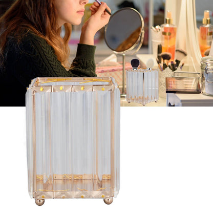 Makeup Brush Holder – Elegant Stainless Steel & High Borosilicate Glass Organiser
