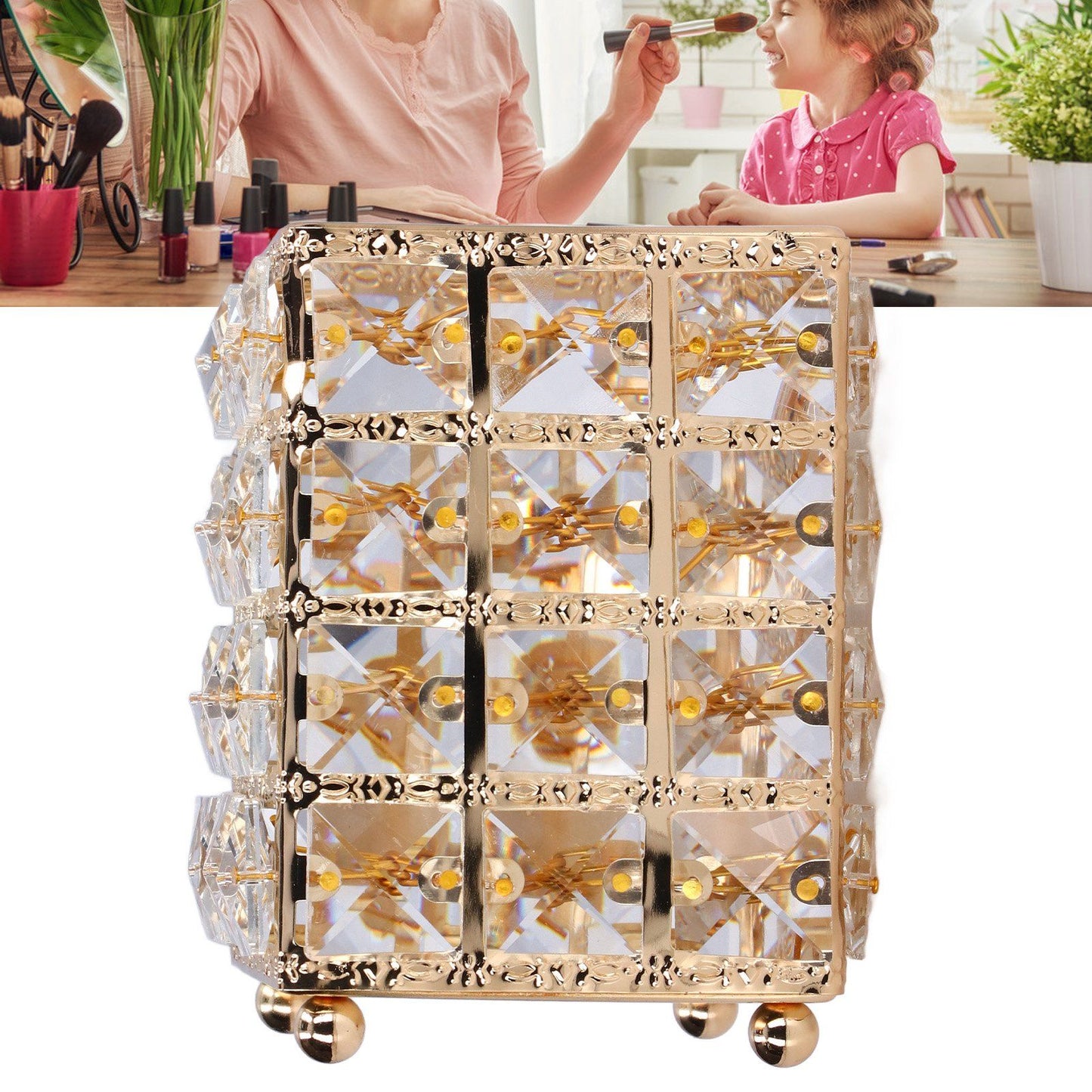 European Style Makeup Brush Holder – Luxury Gold Cosmetic Storage Cup