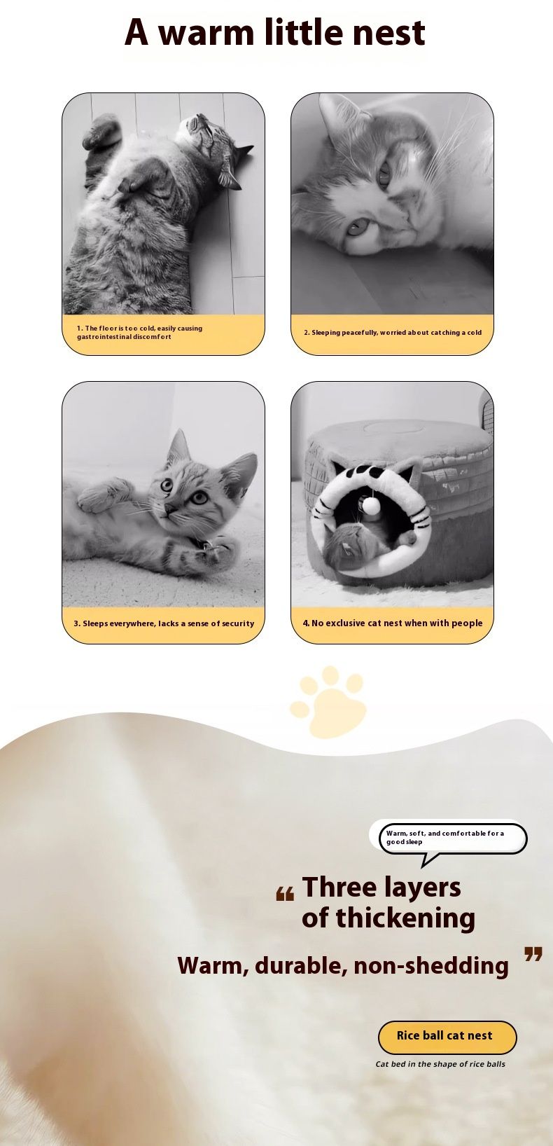 White Plush Cat Bed – Cosy Cloud Cat Bed with Anti-Static Comfort