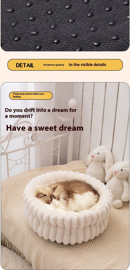 White Plush Cat Bed – Cosy Cloud Cat Bed with Anti-Static Comfort