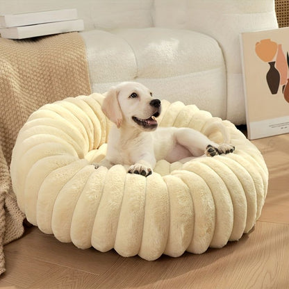 Plush Round Pet Bed – All-Season Dog & Cat Bed – Black, 50 x 20 x 20cm