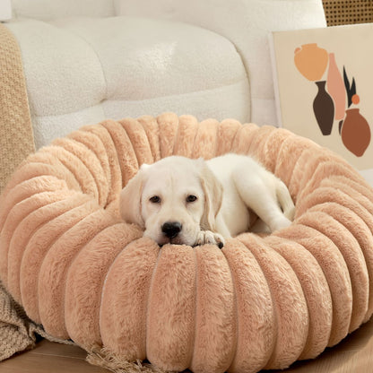 Plush Round Pet Bed – All-Season Dog & Cat Bed – Black, 50 x 20 x 20cm