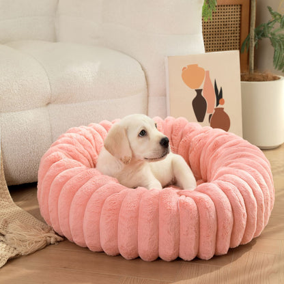 Plush Round Pet Bed – All-Season Dog & Cat Bed – Black, 50 x 20 x 20cm