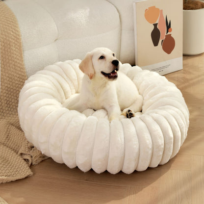 Plush Round Pet Bed – All-Season Dog & Cat Bed – Black, 50 x 20 x 20cm