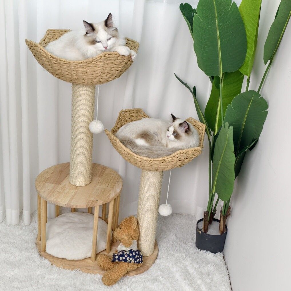 Cat Tree Tower – Large Scratching Post, Condo, Basket & Activity Centre