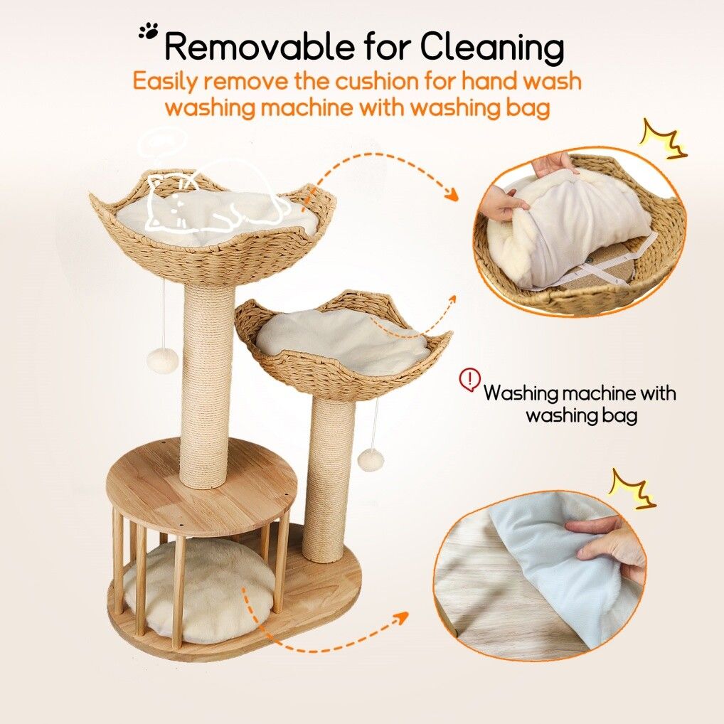 Cat Tree Tower – Large Scratching Post, Condo, Basket & Activity Centre