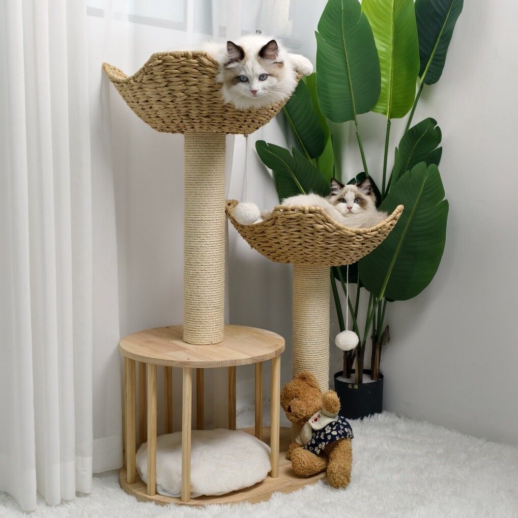 Cat Tree Tower – Large Scratching Post, Condo, Basket & Activity Centre