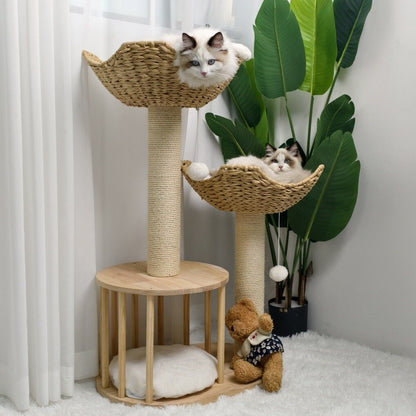 Cat Tree Tower – Large Scratching Post, Condo, Basket & Activity Centre