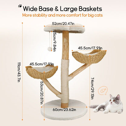 3 Tier Cat Tree Activity Centre – Scratcher Post, Climber & Lounger