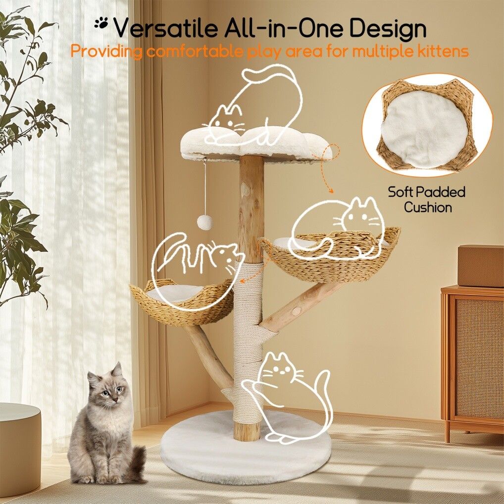 3 Tier Cat Tree Activity Centre – Scratcher Post, Climber & Lounger