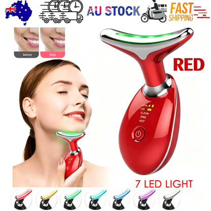 Rejuvenation Face & Neck Massager – LED Skin Care & Beauty Device – Red