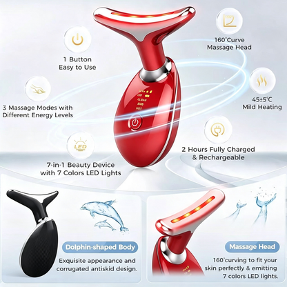 Rejuvenation Face & Neck Massager – LED Skin Care & Beauty Device – Red