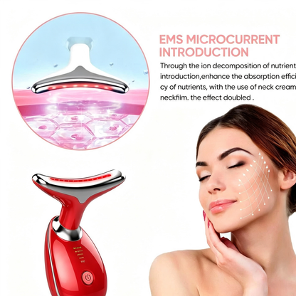 Rejuvenation Face & Neck Massager – LED Skin Care & Beauty Device – Red