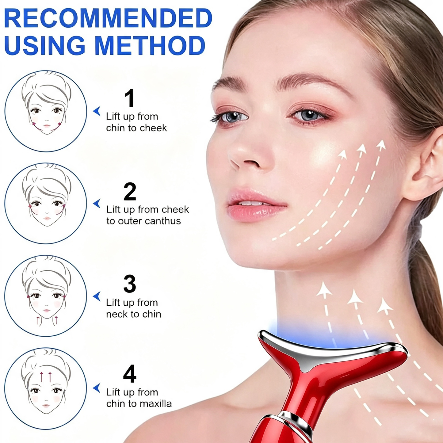 Rejuvenation Face & Neck Massager – LED Skin Care & Beauty Device – Red