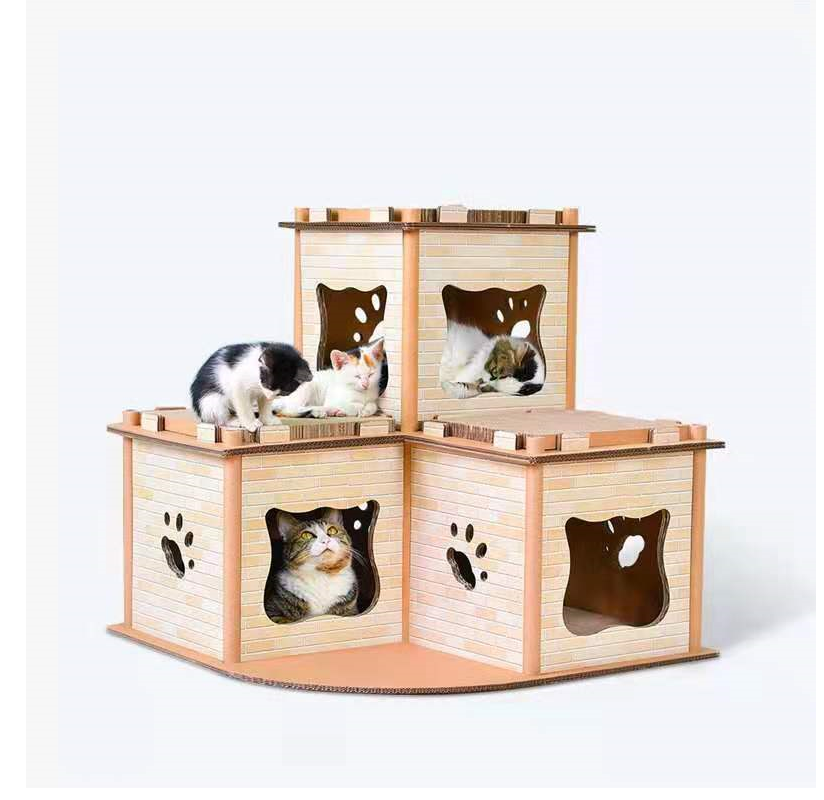 Cat Cardboard House Tower Condo Scratcher – Pet Post, Pad & Furniture