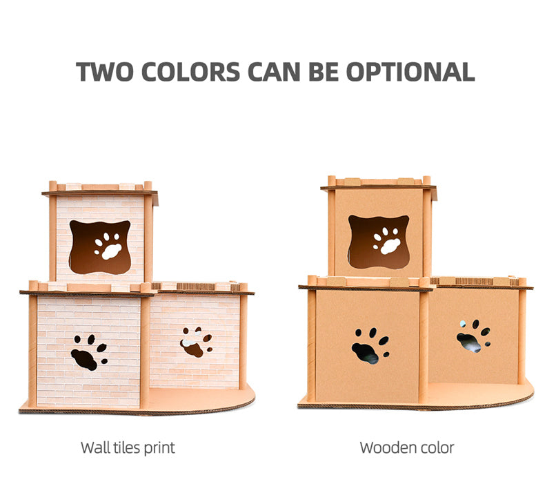 Cat Cardboard House Tower Condo Scratcher – Pet Post, Pad & Furniture