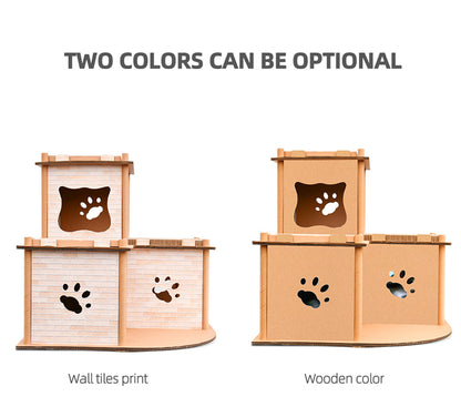 Cat Cardboard House Tower Condo Scratcher – Pet Post, Pad & Furniture