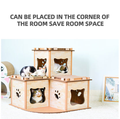 Cat Cardboard House Tower Condo Scratcher – Pet Post, Pad & Furniture