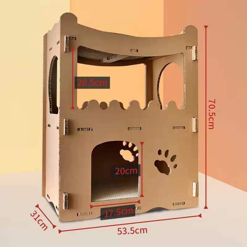 Double-Storey Cardboard Cat House Tower – Condo, Scratcher & Pet Furniture
