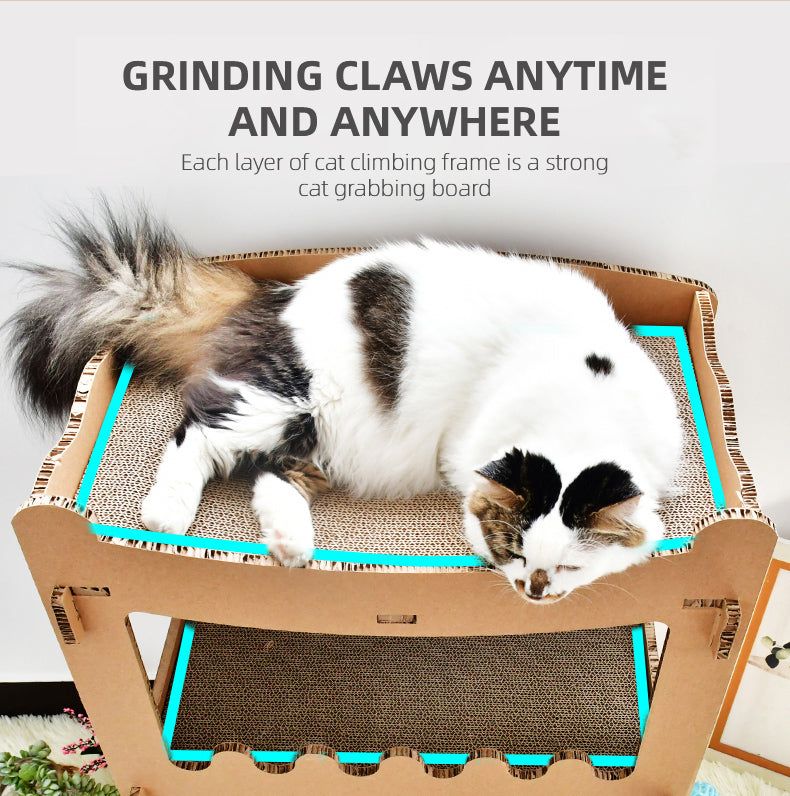 Double-Storey Cardboard Cat House Tower – Condo, Scratcher & Pet Furniture