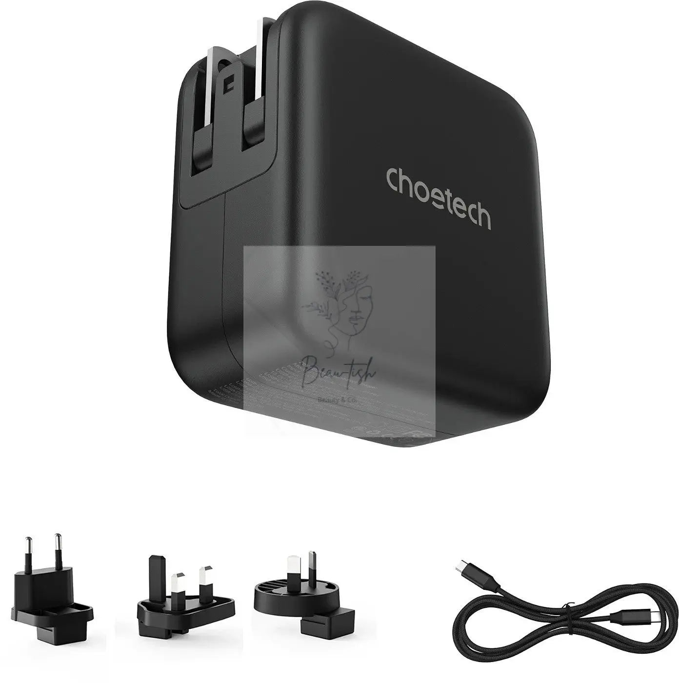 CHOETECH PD6055 GAN USB-C + USB-A 70w Travel Charger (US/EU/UK/AU) - Beau-tish Beau-tish