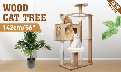 1.42M Cat Tree Tower – Multi-Level Scratching Post, Condo, Bed & Furniture