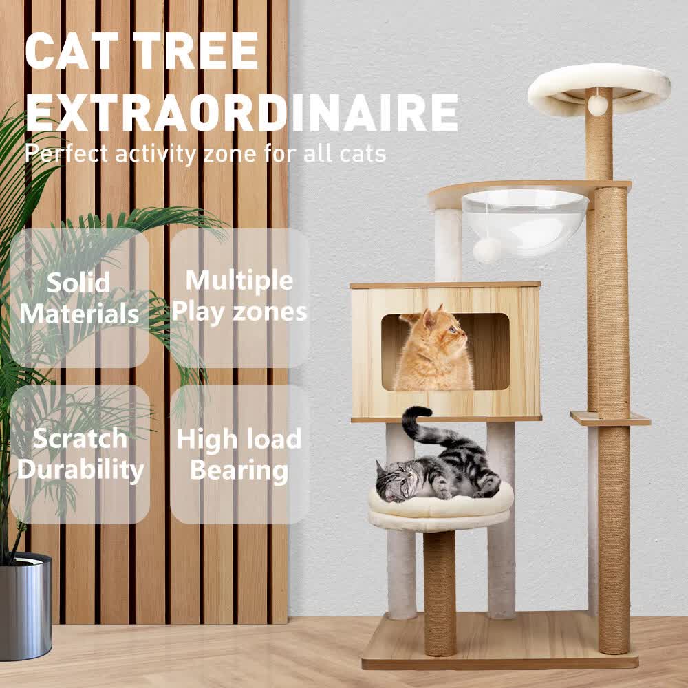1.42M Cat Tree Tower – Multi-Level Scratching Post, Condo, Bed & Furniture