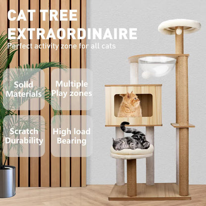 1.42M Cat Tree Tower – Multi-Level Scratching Post, Condo, Bed & Furniture