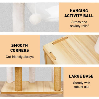 1.42M Cat Tree Tower – Multi-Level Scratching Post, Condo, Bed & Furniture