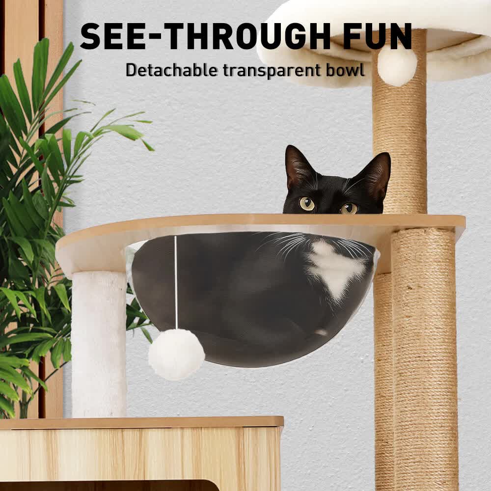 1.42M Cat Tree Tower – Multi-Level Scratching Post, Condo, Bed & Furniture