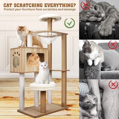 1.42M Cat Tree Tower – Multi-Level Scratching Post, Condo, Bed & Furniture