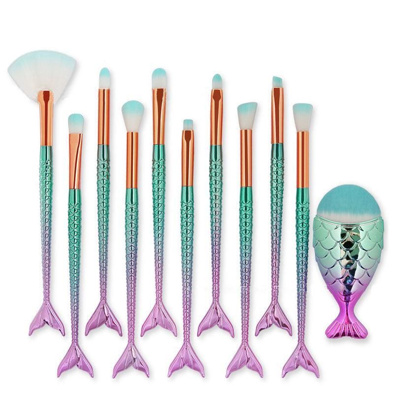 11-Piece Mermaid Tail Makeup Brush Set
