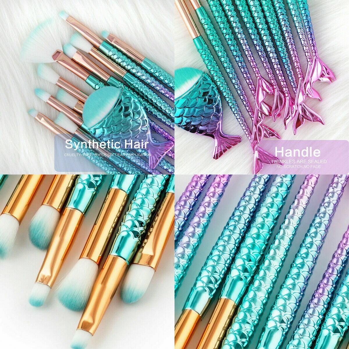 11-Piece Mermaid Tail Makeup Brush Set