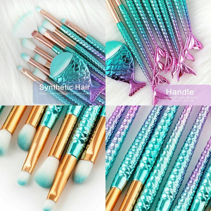 11-Piece Mermaid Tail Makeup Brush Set