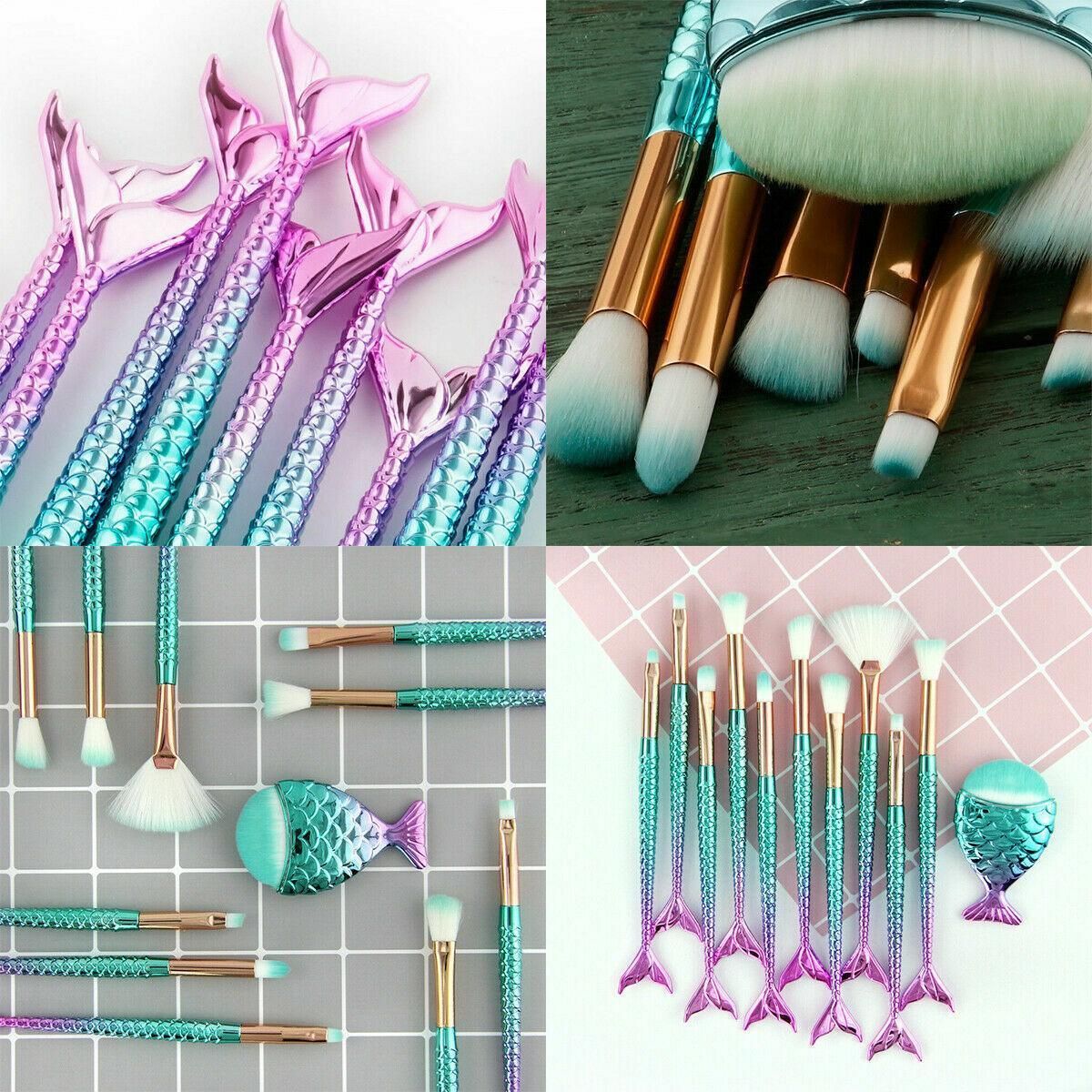 11-Piece Mermaid Tail Makeup Brush Set