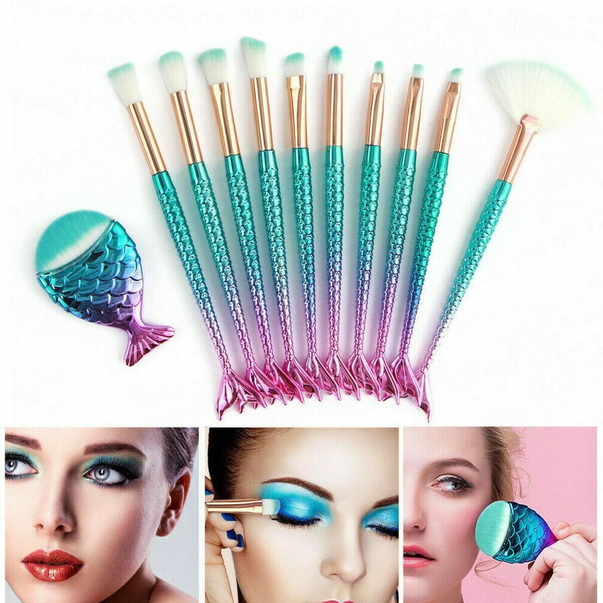 11-Piece Mermaid Tail Makeup Brush Set