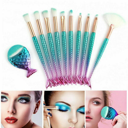 11-Piece Mermaid Tail Makeup Brush Set
