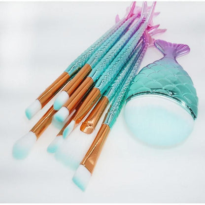 11-Piece Mermaid Tail Makeup Brush Set