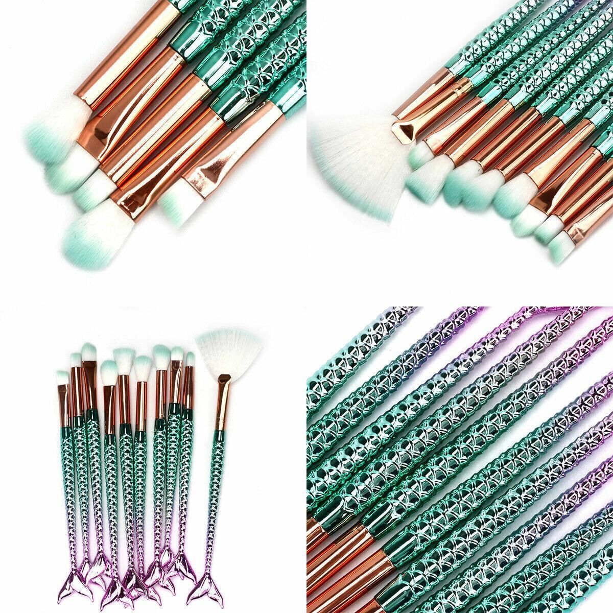 11-Piece Mermaid Tail Makeup Brush Set